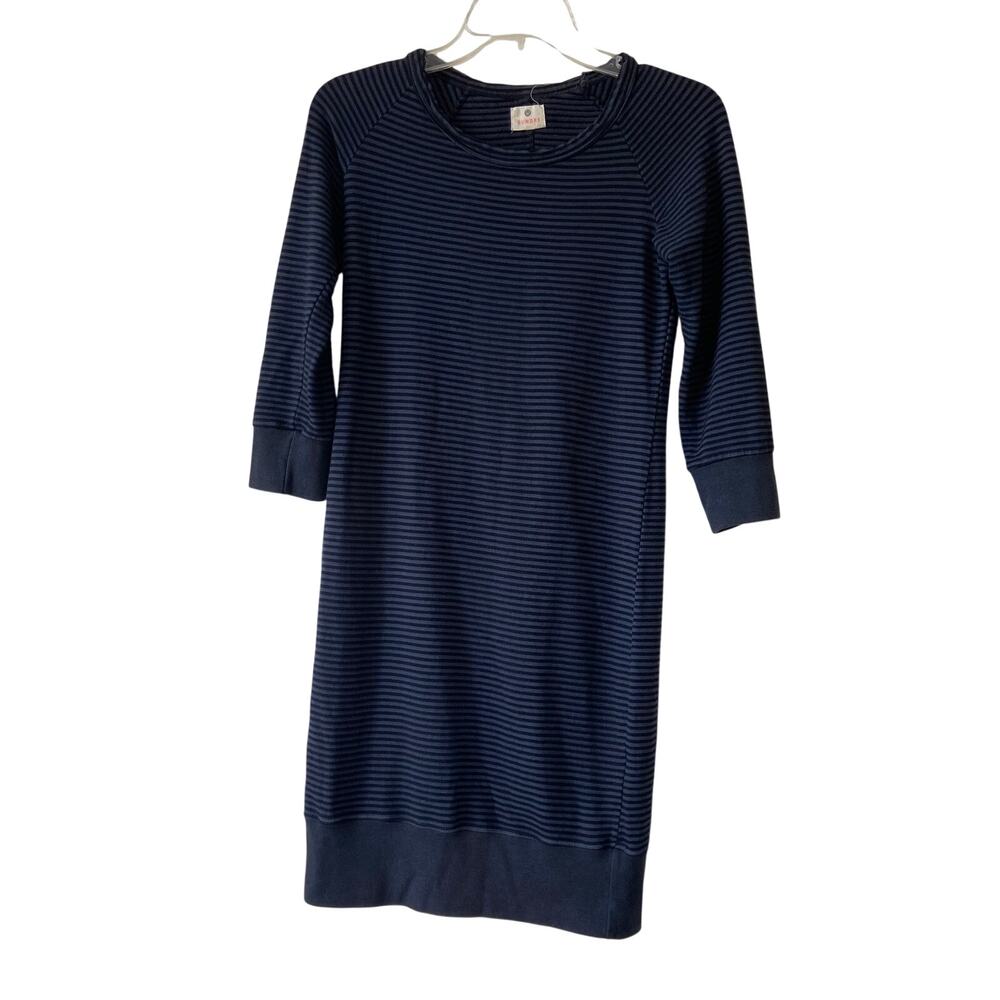 Sundry Womens Small Navy Striped French Terry Sweatshirt Dress USA